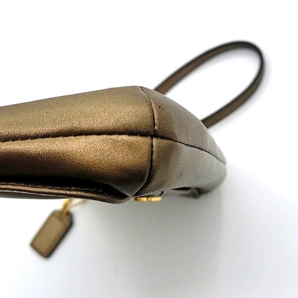 COACH Metallic Clutch Leather Wristlet Gold Hardware